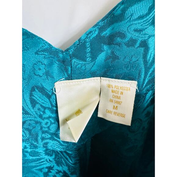 VTG 90s Victoria’s Secret Chemise Slip Dress Turquoise Satin SZ M - Picture 4 of 6